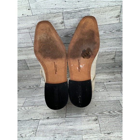 Stacy Adams Mens Lizard Print Leather Dress Shoes Tan Green Trim Lace Up Size 9M - Picture 13 of 15